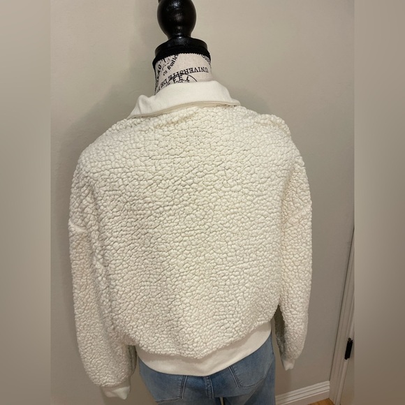 Cream Sherpa Quarter-Zip Pullover Pink Brand - Picture 3 of 13